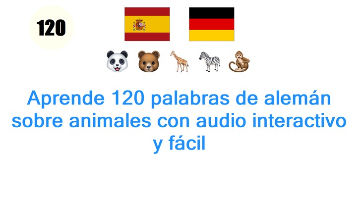 Aprende 120 palabras de alemán sobre animales con audio interactivo y fácil